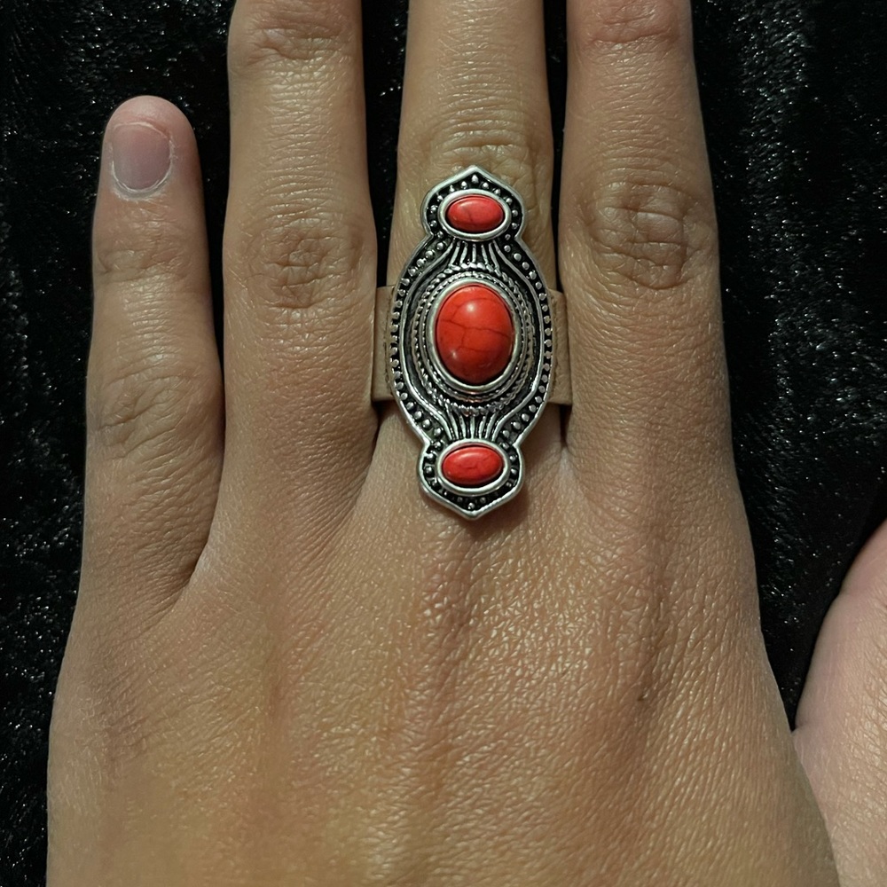 Red Crackle Ring